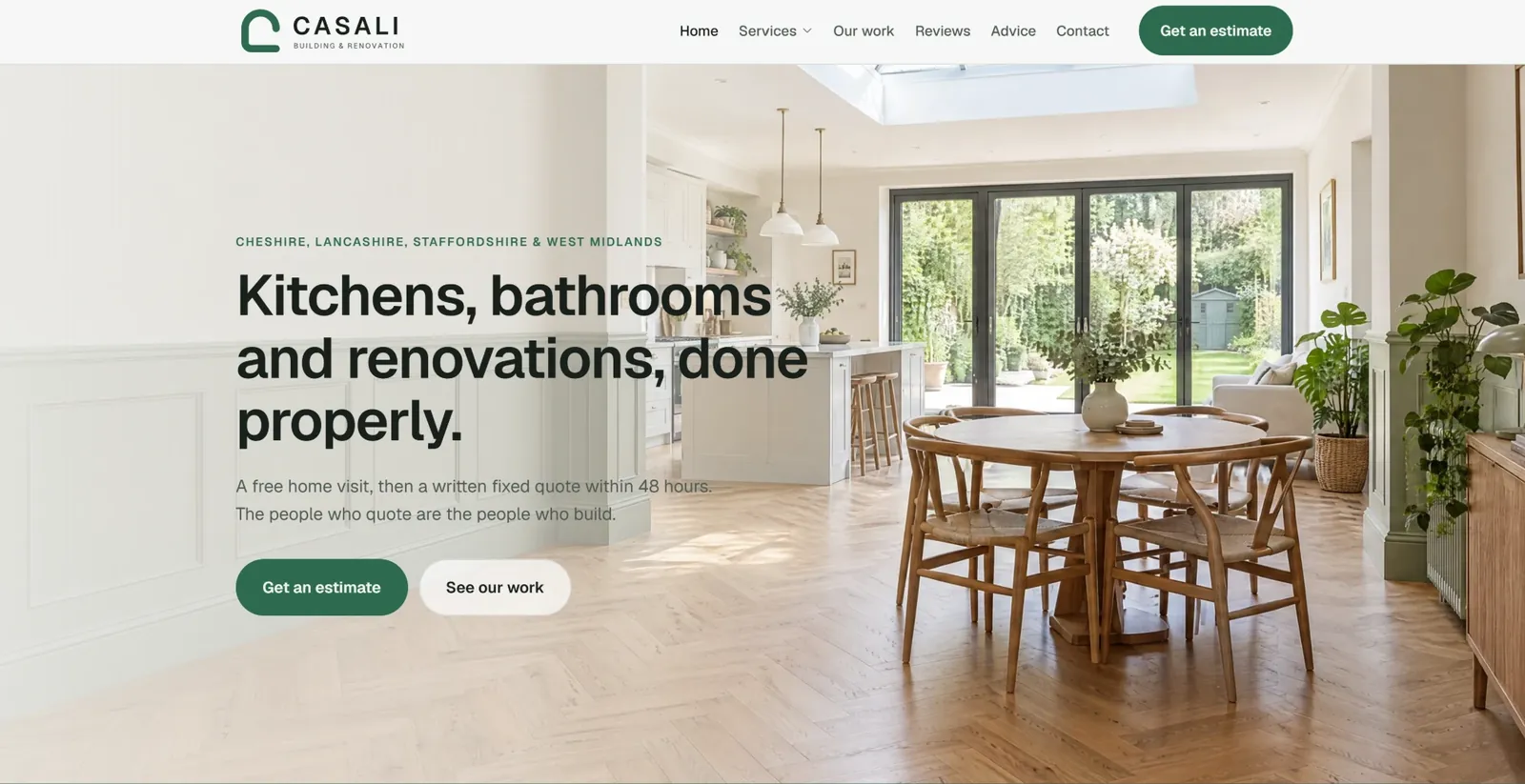 Casali Building & Renovation homepage